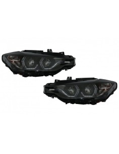 Angelo Occhi Fari LED DRL per BMW 3 Serie F30 F31 Berlina Touring (10.11-05.15) in colore nero. 2