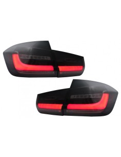 Fanali posteriori a LED BAR per BMW 3 serie F30 Pre LCI e LCI (11-19) con fumo nero e luce di svolta sequenziale.