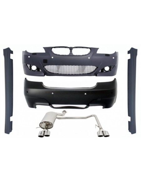 Corredo per BMW 5 serie E60 (03-07) M5 Design w/ completo sistema di scarico Doppia Quad e laterali gonne
