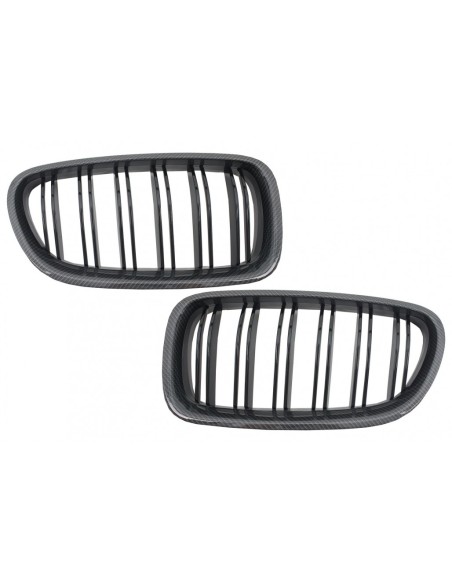 Centrale Griglie Rene Carbonio per BMW 5 Serie F10 F11 (10-up) Doppio Piano Nero Stripe M Design