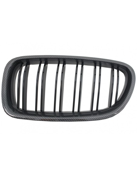 Centrale Griglie Rene Carbonio per BMW 5 Serie F10 F11 (10-up) Doppio Piano Nero Stripe M Design