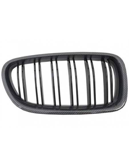 Centrale Griglie Rene Carbonio per BMW 5 Serie F10 F11 (10-up) Doppio Piano Nero Stripe M Design