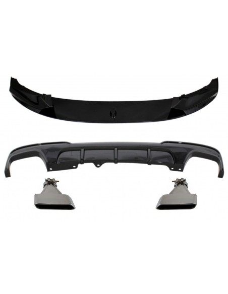 paraurti anteriore per BMW 5 serie F10 F11 (11-17) w/ doppio diffusore d'aria di uscita e Piano nero