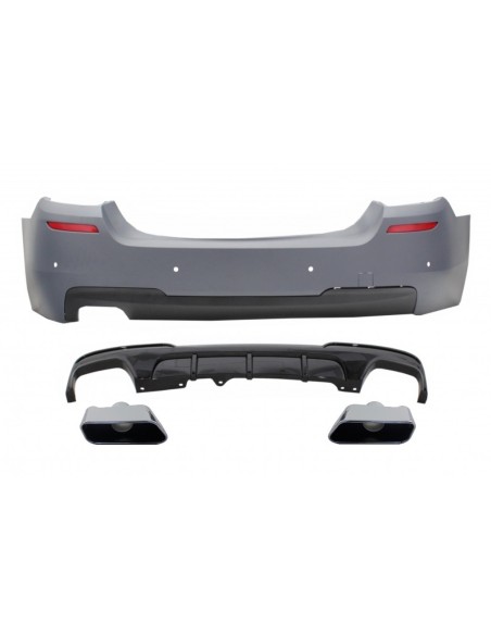 Paraurti posteriore w/ doppia uscita diffusore d'aria e scarico cromo per BMW 5 Serie F10 (11-17)