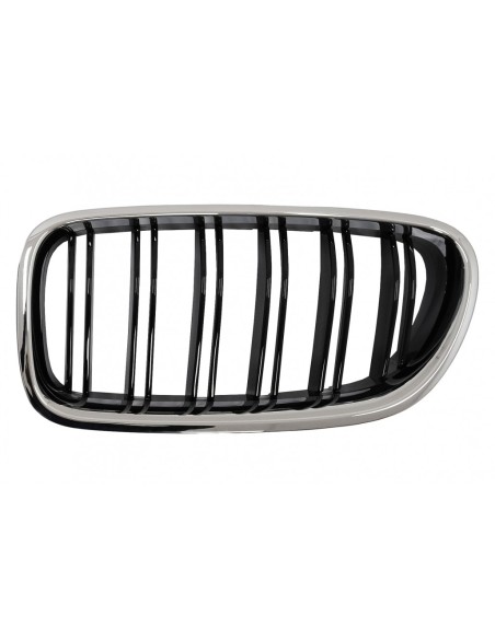 Griglie renali centrali per BMW Serie 5 F10 F11 (10-17) Cornice cromata Piano Nero Doppia Striscia
