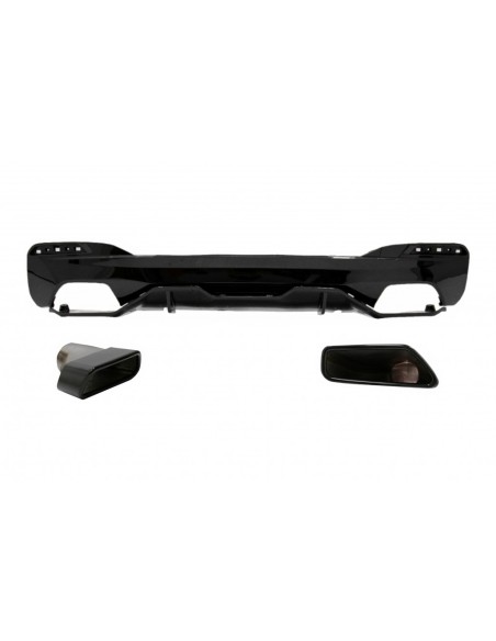 Paraurti posteriore diffusore w/ scarico per BMW 5 serie G30 G31 Limousine Touring (17-up) Nero