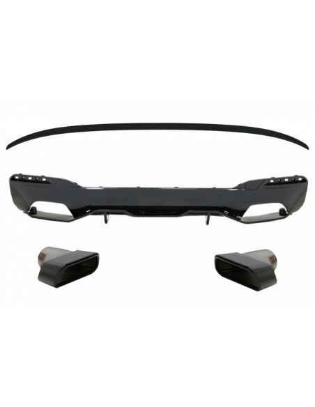 Paraurti posteriore diffusore w/ scarico nero e bagagliaio Boot Spoiler per BMW 5 Serie G30 Limousine (17-up)