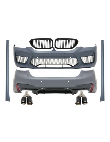 Kit completo per BMW 5 Serie G30 (17-up) w/ griglie centrali doppia striscia e doppio doppio scarico Twin