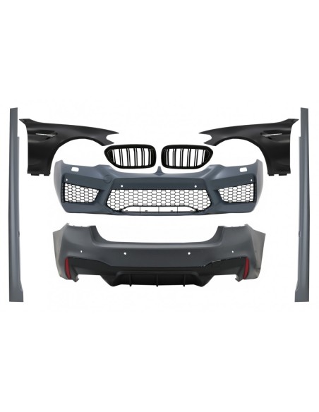 Kit completo con parafanghi anteriori cromati e griglie nere per BMW Serie 5 G30 (17-19) in design M5