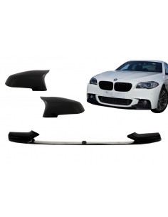 Paraurti anteriore Spoiler labbro w/ specchio copre per BMW 5 serie F10 F11 Sedan Touring (15-17) Piano Nero