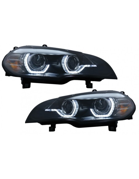 Xenon fari Angel Eyes 3D LED DRL per BMW X5 E70 (07-10) Nero AFS