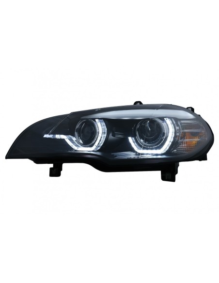 Xenon fari Angel Eyes 3D LED DRL per BMW X5 E70 (07-10) Nero AFS