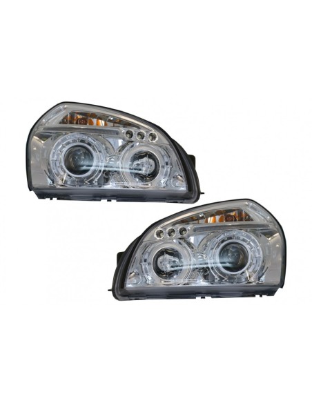 Angelo Occhi Fari Dual Halo Cerchi per Hyundai Tucson (04-10) Cromo