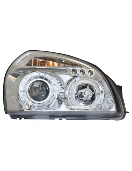 Angelo Occhi Fari Dual Halo Cerchi per Hyundai Tucson (04-10) Cromo