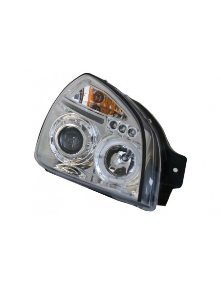 Angelo Occhi Fari Dual Halo Cerchi per Hyundai Tucson (04-10) Cromo