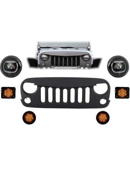 Griglia di montaggio anteriore e luci a LED per JEEP Wrangler - Rubicon JK (07-17) Angry Bird Design