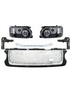 Fari w/ staffe di supporto e griglia centrale per Land Range Rover Vogue L322 (02-09) Facelift Design