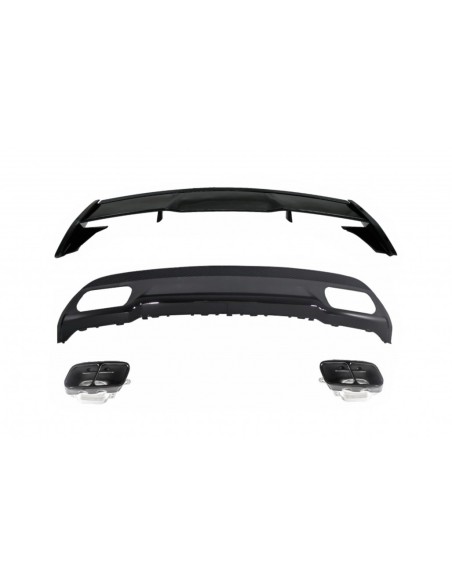 Spoiler sul tetto per Mercedes W176 Classe A (12-up) w/ Diffusore posteriore e punte di scarico