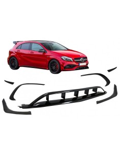 Paraurti anteriore Splitter alette Aero w/ griglia centrale Mercedes A-Class W176 Facelift AMG Line (09.15-18) Nero 2