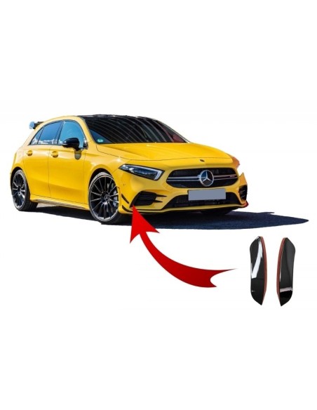 Paraurti anteriore alette laterali Flacs per Mercedes A Classe W177 V177 (04.18-) A35 Design Black Edition