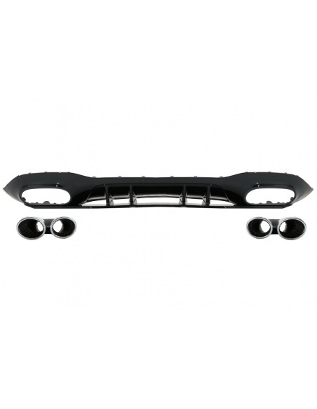 Paraurti posteriore Valance diffusore per Mercedes A-Class W177 Hatchback (18-Up) Chrome Marmitta Suggerimenti