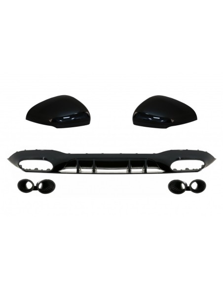 Paraurti posteriore diffusore w/ scarico nero e copertura dello specchio per Mercedes A-Class V177 berlina (09.18-up)