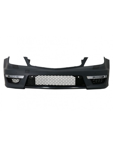 Paraurti anteriore per Mercedes C-Class W4 (12-up) C63 Facelift Design w/ Single Frame griglia anteriore Sport Piano nero