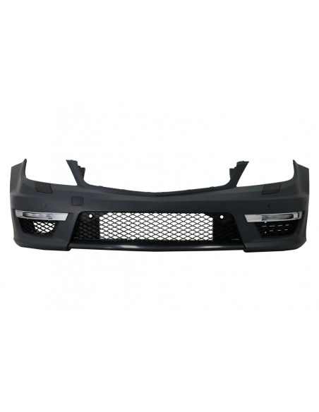 Paraurti anteriore per Mercedes C-Class W4 (12-up) C63 Facelift Design w/ Single Frame griglia anteriore Sport Piano nero
