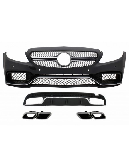 Kit di conversione per MERCEDES C-Class W5 S5 (14-) C63 Design Paraurti anteriore w/ Diffusore posteriore e punte di scarico