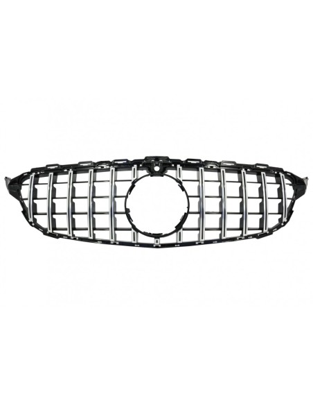 Griglia anteriore per Mercedes C-Class W5 S5 A5 C5 (14-18) GT-R Panamericana Design Chrome w/ 360 Fotocamera