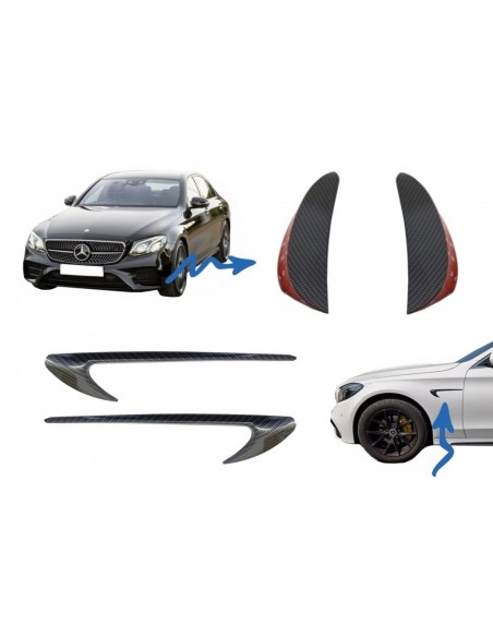 Le prese d'aria laterali del parafango assetto ala w/ paraurti anteriore alette laterali alette Flics per Mercedes E-Class