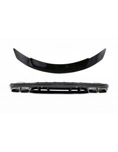 Diffusore posteriore Silver Tips e Trunk Spoiler per Mercedes C-Class W5 (14-) C63S Design solo per AMG Sport Line