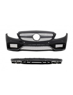 Paraurti anteriore w/ Diffusore posteriore e punte d'argento per Mercedes C-Class W5 S5 (14-) Solo per AMG Sport Line