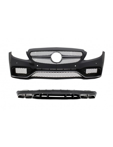 Paraurti anteriore w/ Diffusore posteriore e punte d'argento per Mercedes C-Class W5 S5 (14-) Solo per AMG Sport Line