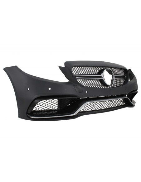 Paraurti anteriore w/ Diffusore posteriore e punte d'argento per Mercedes C-Class W5 S5 (14-) Solo per AMG Sport Line