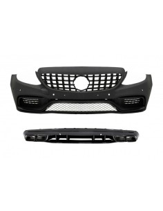 Paraurti anteriore completo w/ diffusore e punte nere per MERCEDES C-Class W5 S5 (14-) solo per AMG Sport Line