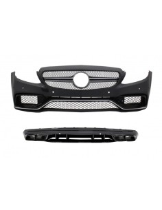 Paraurti anteriore w/ diffusore e punte nere per Mercedes C-Class W5 S5 (14-) Solo per AMG Sport Line
