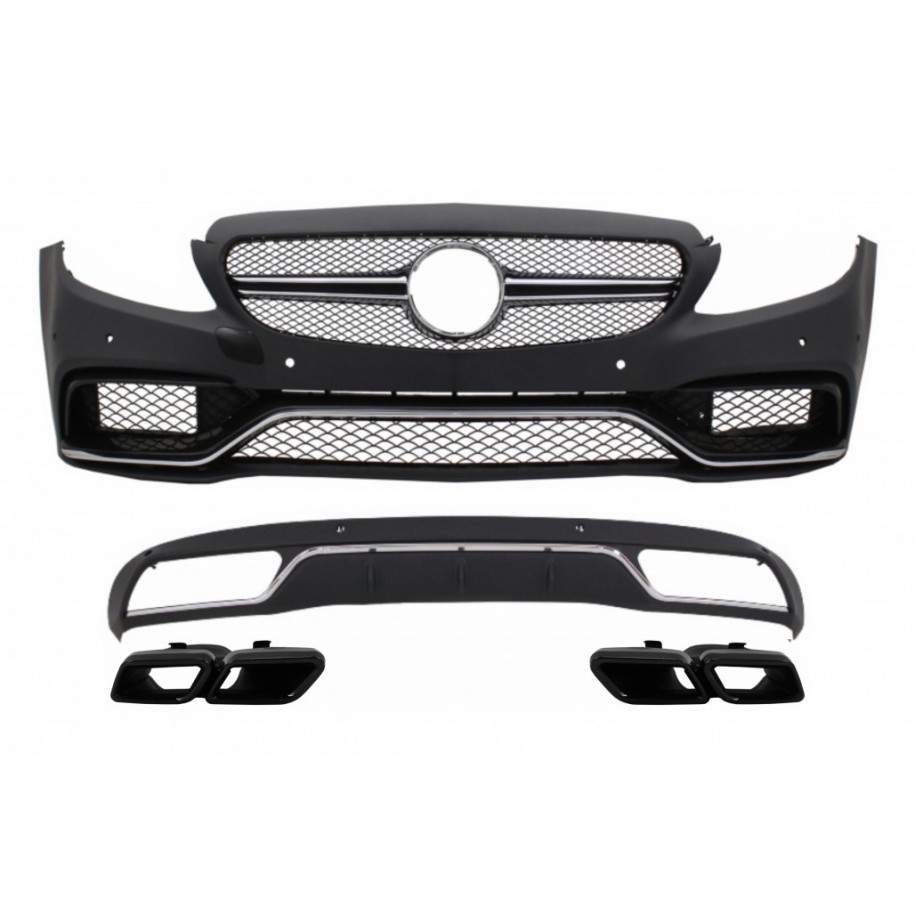 Autolod - Ricambi per auto online|Paraurti anteriore e diffusore w/ nero per Mercedes C-Class W5 S5 (14-18) C63 Design