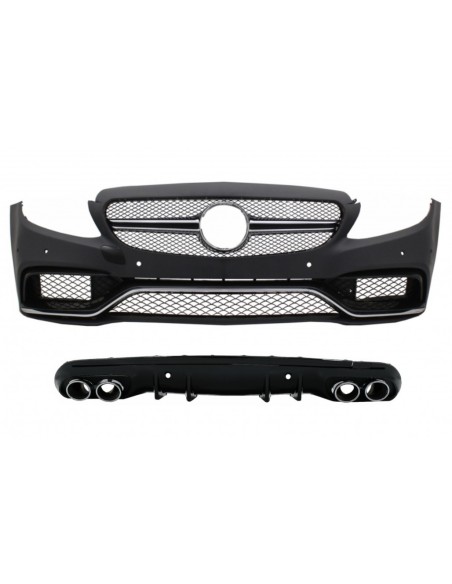 Paraurti anteriore w/ diffusore e silenziatore di scarico suggerimenti per Mercedes C-Class W5 Sedan S5 Estate (14-) C63 Design