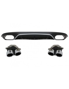 Diffusore posteriore w/ punte di scarico e griglia centrale nero per Mercedes E-Class C238 A238 AMG Sport Line (16+) E53 E63 2