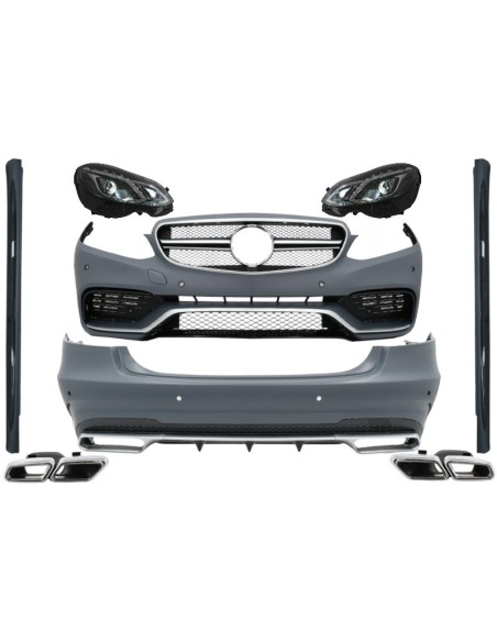 Kit completo w/ punte di scarico e fari allo xeno a LED per Mercedes E-Class W212 (13-16) E63 Design