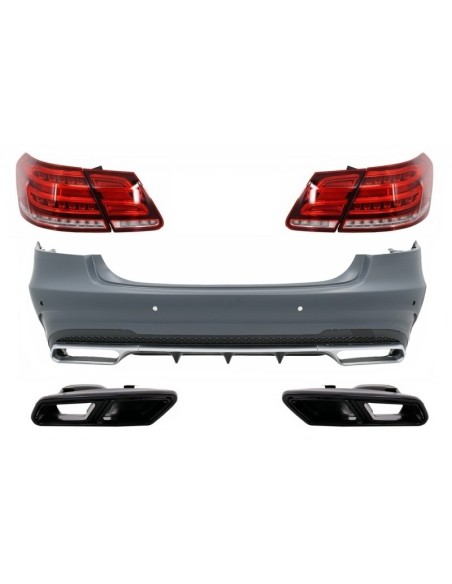 Paraurti posteriore w/ scarico nero e LED luce Bar luci posteriori per Mercedes W212 E-Class Facelift (09-12) E63 Design