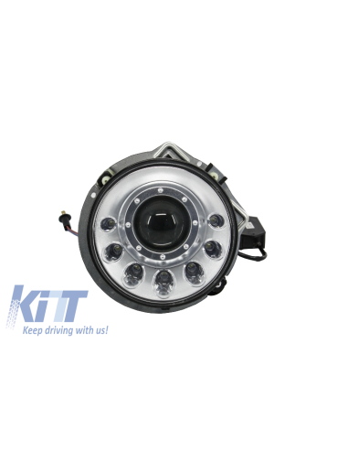 per MERCEDES W463 G-Class 1989-12 Fari neri Bi-Xenon Look LED M-Design Chrom