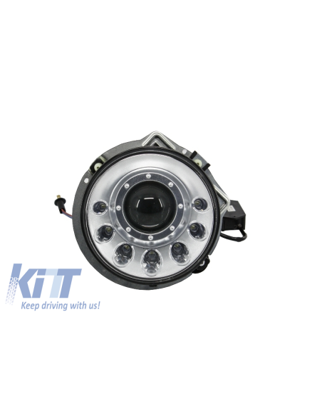 per MERCEDES W463 G-Class 1989-12 Fari neri Bi-Xenon Look LED M-Design Chrom