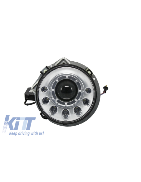 per MERCEDES W463 G-Class 1989-12 Fari neri Bi-Xenon Look LED M-Design Chrom