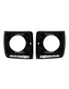 Fari neri copre LED DRL Chrome per Mercedes G-Class W463 (1989-12) G65 Design w/ Fari Bi-Xenon Look 2