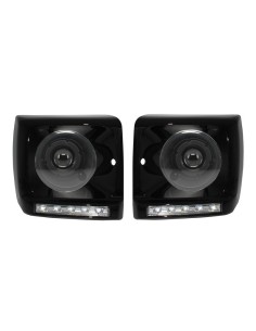 Fari Coperture LED DRL Chrome per Mercedes G-Class W463 (1989-12) G65 Design w/ Black Fari Bi-Xenon Look