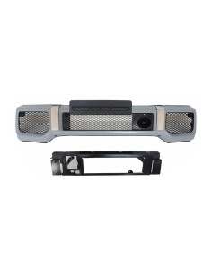 Paraurti anteriore w/ parafango razzi passaruota e griglia anteriore argento per Mercedes G-Class W463 (1989-18) G65 Design 2