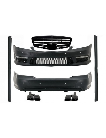 Kit completo per Mercedes S-Class W221 (05-11) LWB w/ Griglia anteriore e scarico Piano nero