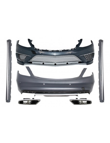 Kit completo w/ scarico suggerimenti cromo per Mercedes W222 S-Class (13-07.17 ) S65 Design LWB